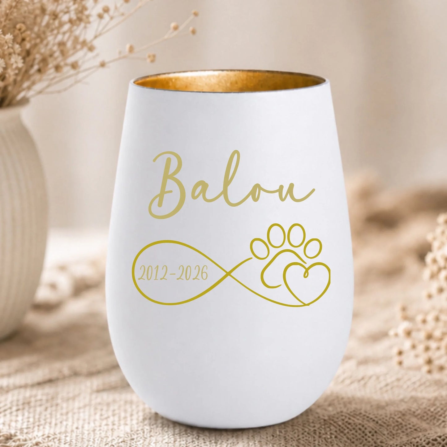 Windlicht weiß gold Mockup