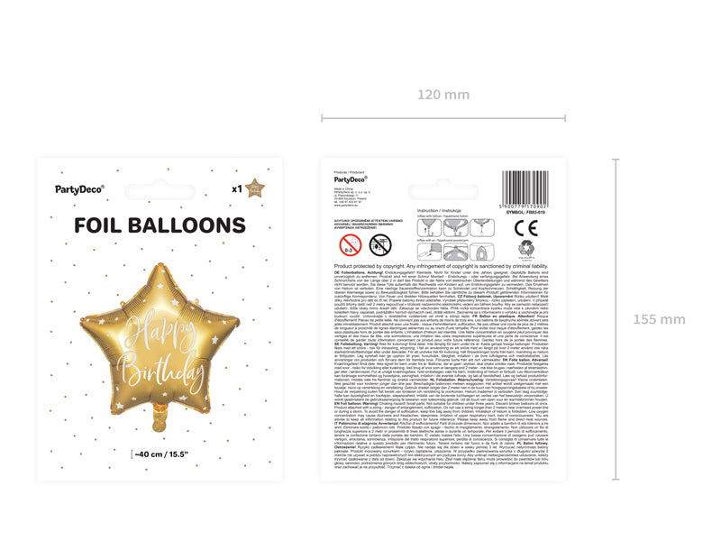 Folienballon Happy Birthday Stern gold