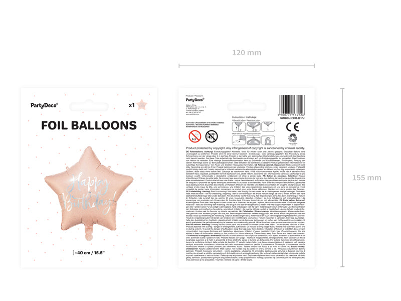 Folienballon Happy Birthday Stern rosa