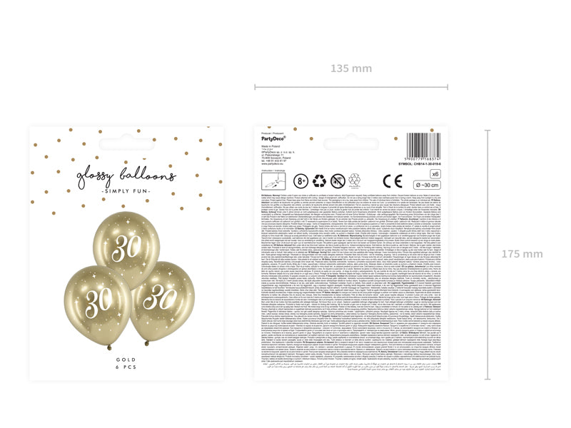 Ballons Glossy 30cm, 30, gold