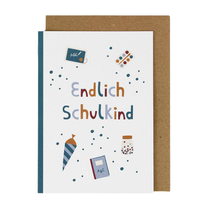 Klappkarte Endlich Schulkind türkis