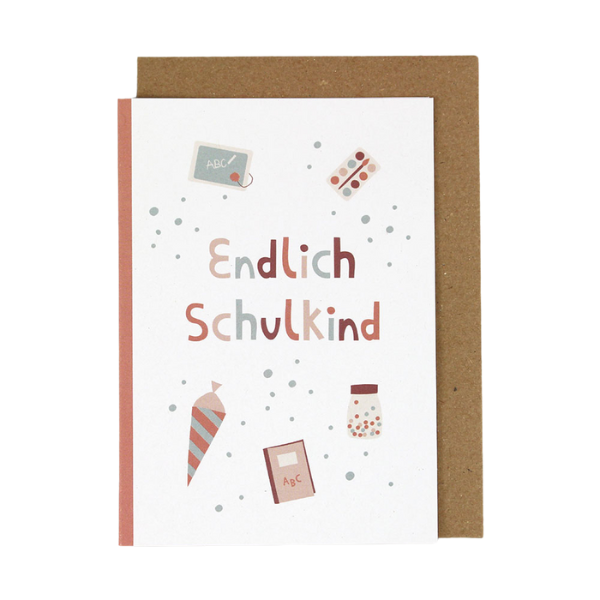 Klappkarte Endlich Schulkind rosé