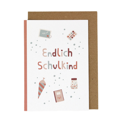 Klappkarte Endlich Schulkind rosé