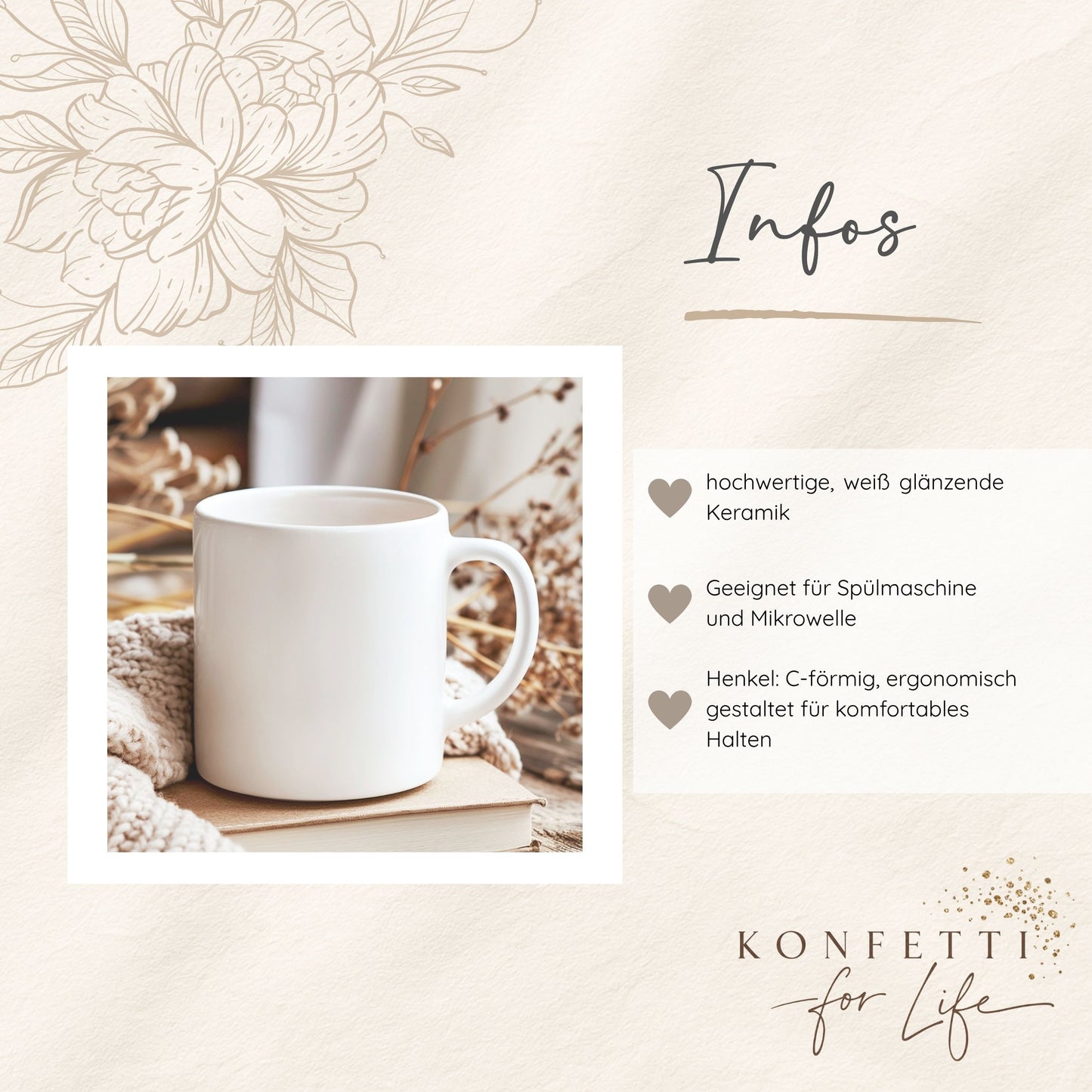 Mama Tasse mit Wildblumen Motiv – Florale Keramiktasse Geschenk für Mama