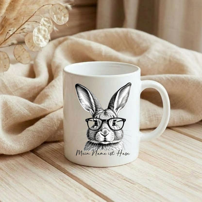 Hasentasse mit Spruch „Mein Name ist Hase“ – Witzige Keramiktasse