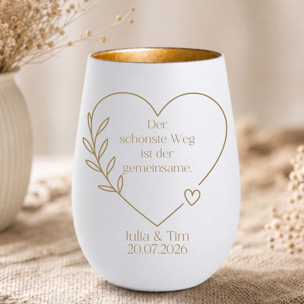 Windlicht weiß gold Mockup