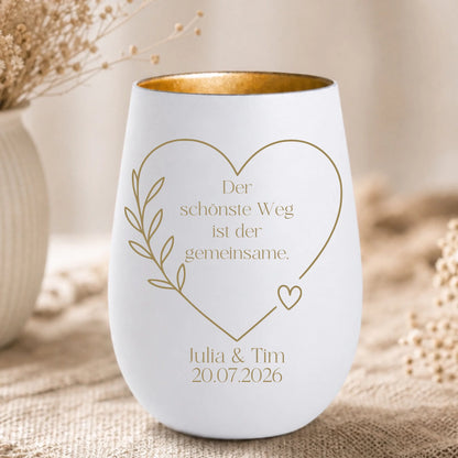 Windlicht weiß gold Mockup