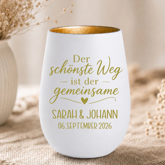 Windlicht weiß gold Mockup