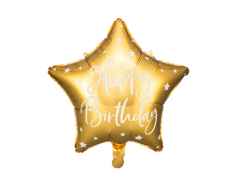 Folienballon Happy Birthday Stern gold