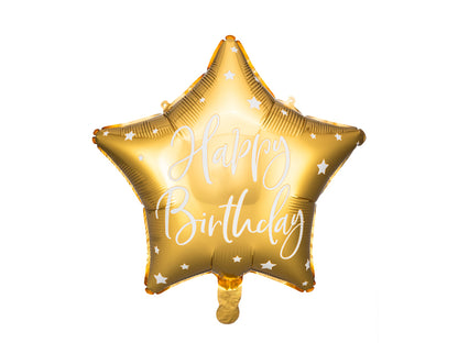 Folienballon Happy Birthday Stern gold