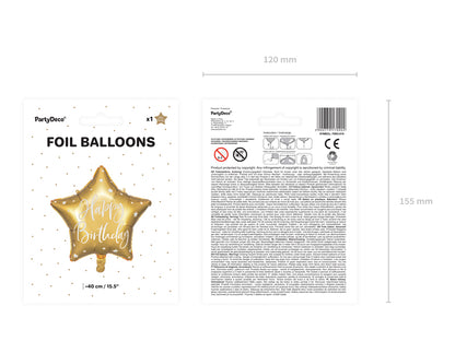 Folienballon Happy Birthday Stern gold