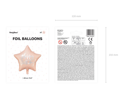 Folienballon Happy Birthday Stern rosa