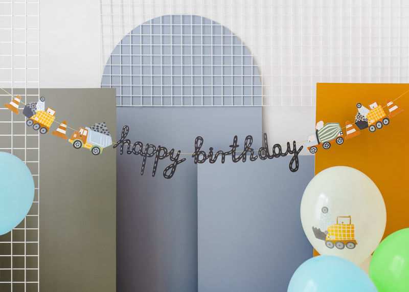 Girlande Happy Birthday Baufahrzeuge