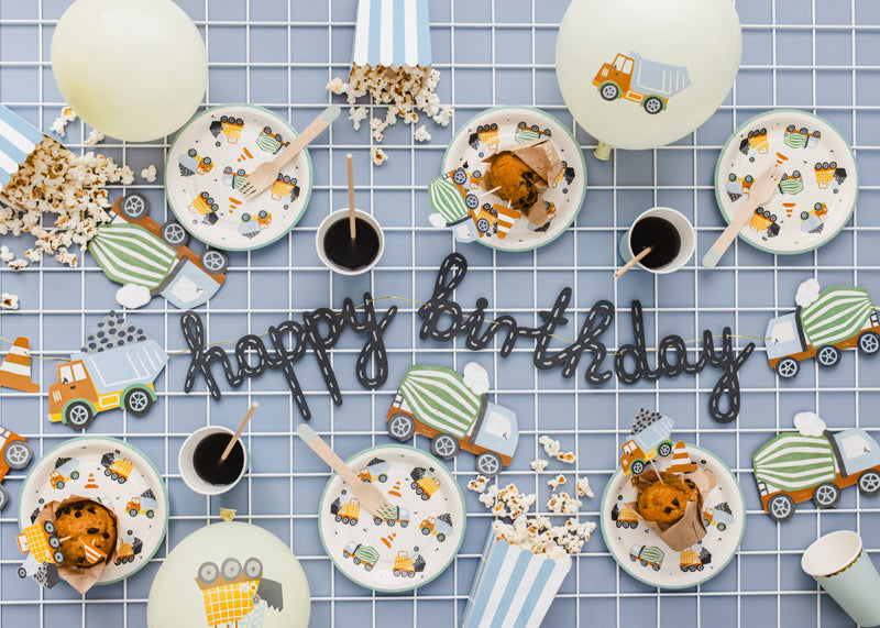 Girlande Happy Birthday Baufahrzeuge