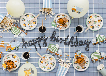 Girlande Happy Birthday Baufahrzeuge