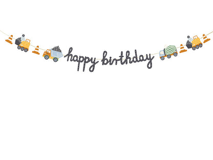 Girlande Happy Birthday Baufahrzeuge