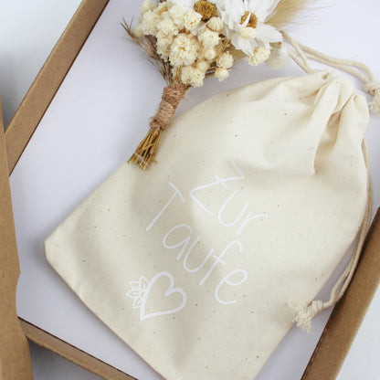 Geschenkset zur Taufe, Taufkreuz mit Namen aus Holz