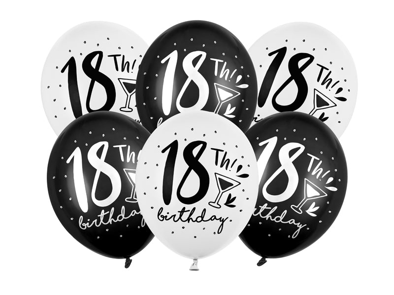 Luftballons 30cm, 18.Geburtstag 6 Stck