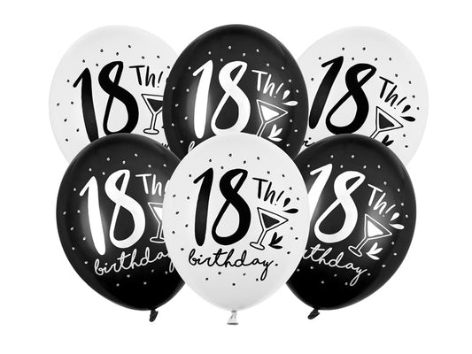 Luftballons 30cm, 18.Geburtstag 6 Stck