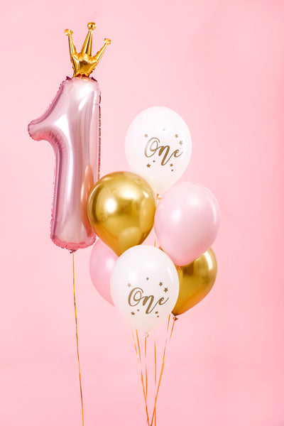 Luftballons 30 cm, One, rosa/gold 6 Stk