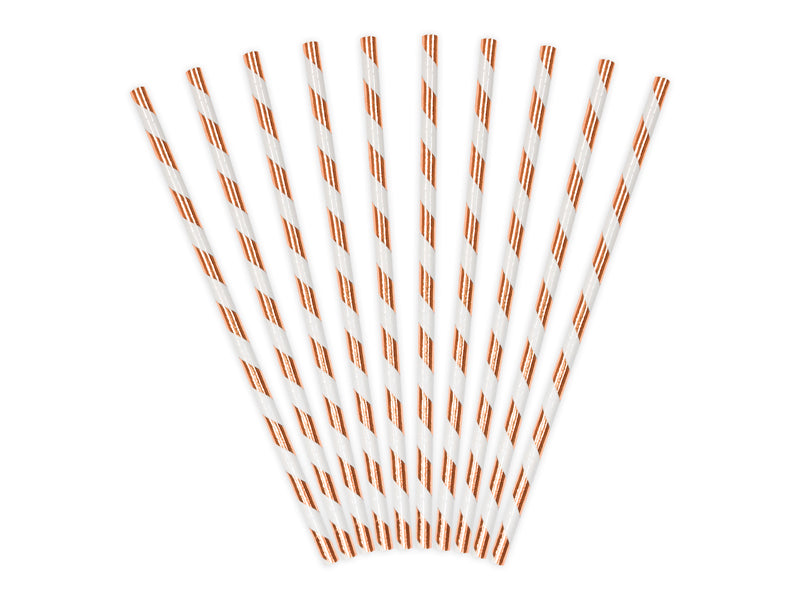 Strohhalme rosegold weiß gestreift