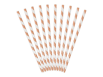 Strohhalme rosegold weiß gestreift