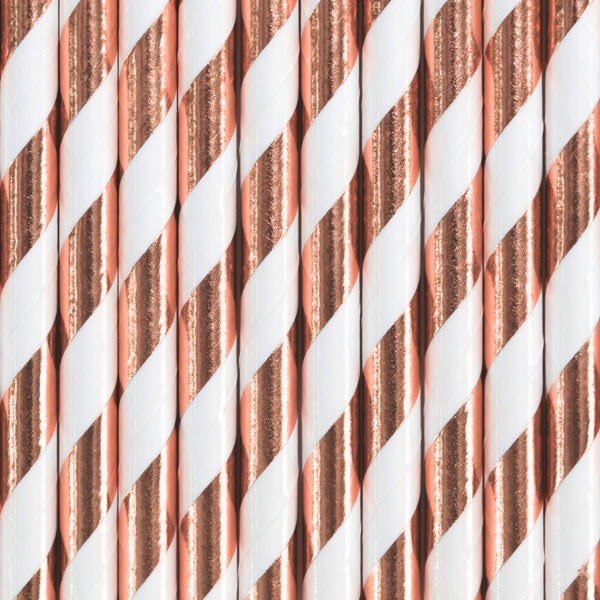 Strohhalme rosegold weiß gestreift